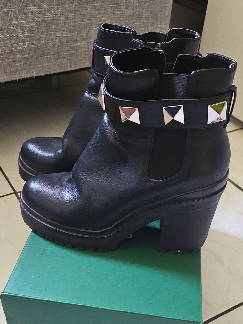 Mix No. 6 Black Studded Platform Ankle Boots